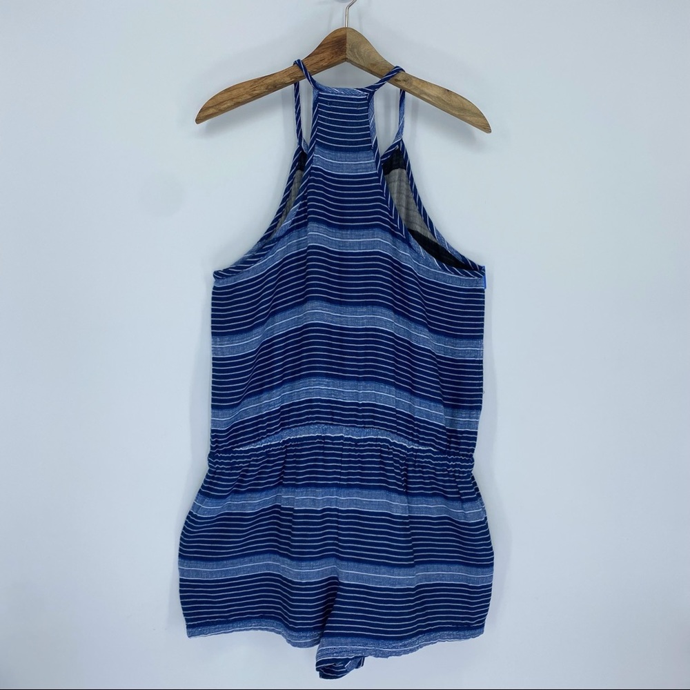 Lou & Grey Baja Romper Large blue white stripe terry lounge comfy shorts jumper - Picture 3 of 15